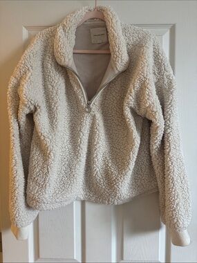 Thread & Supply Cream Teddy Sherpa Half-Zip Jacket